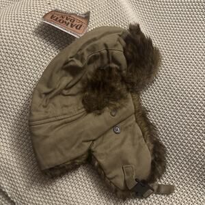 Dakota Dan Quilted Winter Hat Ear Flaps Faux Fur One Size tan Khaki NWT NEW